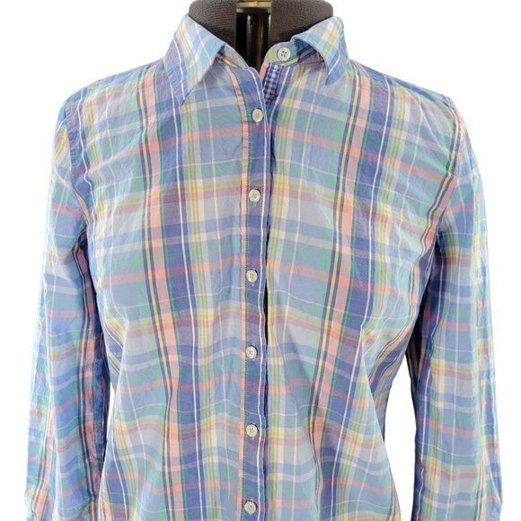 TalbotsâBlueâPlaidâButton DownâShirtâSzâM - Picture 4 of 8